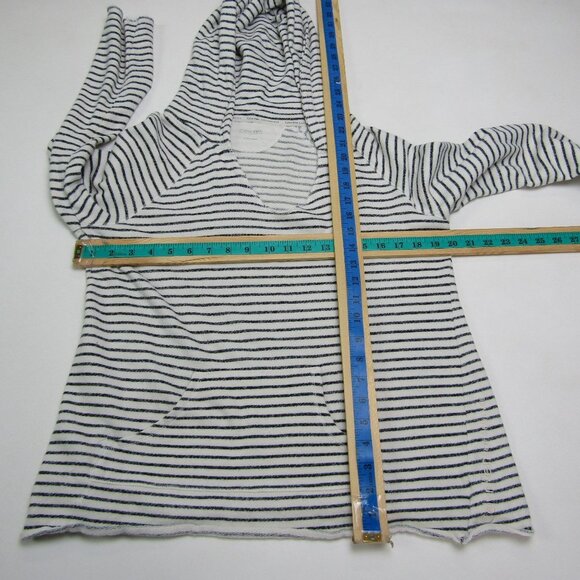 Calvin Klein Striped Hoodie Sweatshirt Womens Sz L Black/White Lightweight - Picture 9 of 10